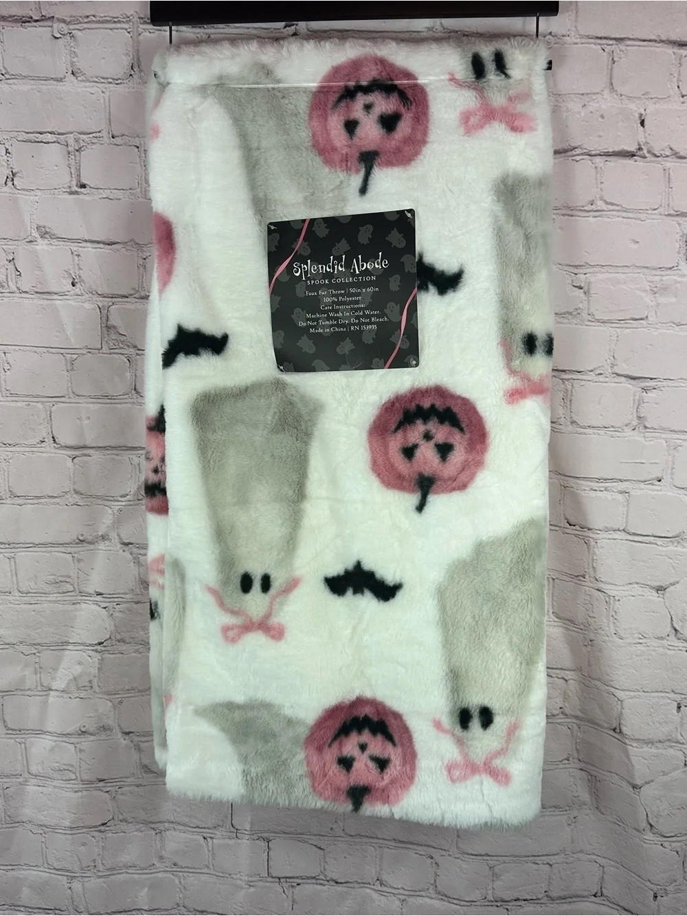 NWT Splendid abode Ghost Bat Plush Throw Blanket Halloween whimsigoth spooky bow